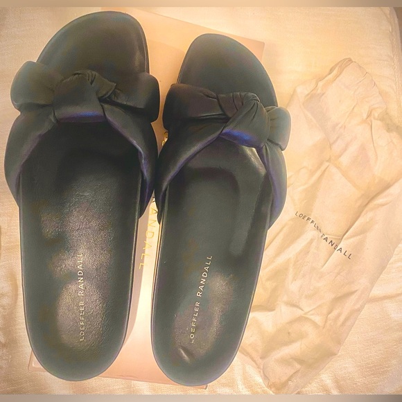 LOEFfLER RANDALlL  Size 11.5 Black Leather Slide Sandals - Picture 4 of 4